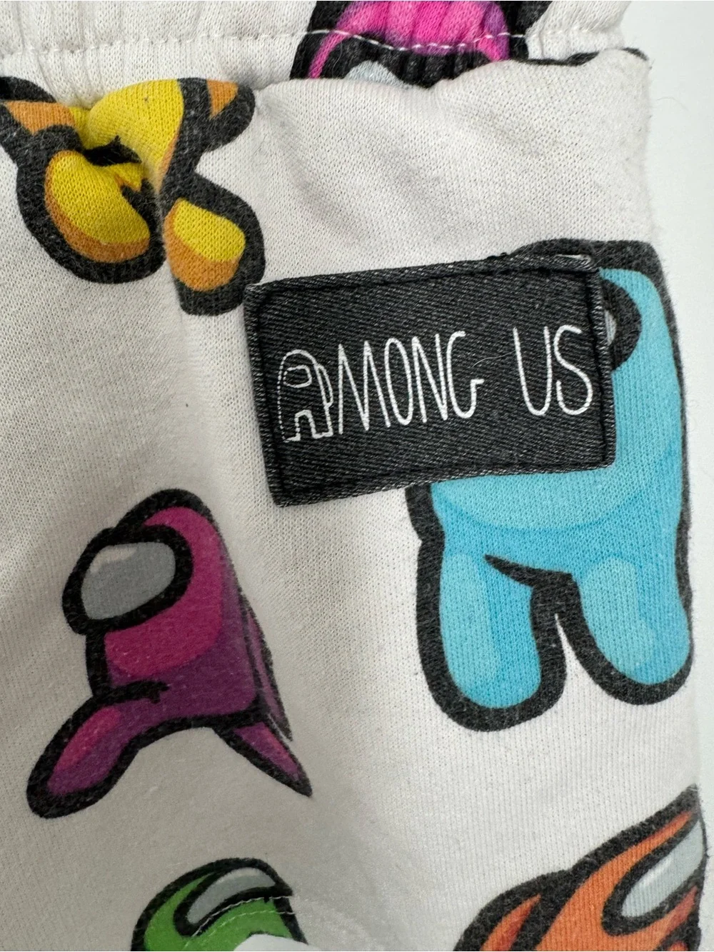 Kids White Among Us Print Elastic Waist Shorts Size 8